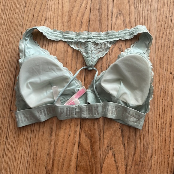 Victoria's Secret Floral Lace Bralette size L Light Blue/Teal - Picture 2 of 2